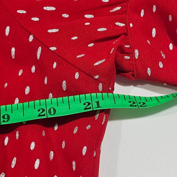 Check Me First Layered Red with Silver Polka-Dot Tie Sleeves and Belt Large NWOT - Picture 6 of 7